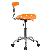 Vibrant Orange and Chrome Swivel Task Office Chair with Tractor Seat, LF-214-ORANGEYELLOW-GG