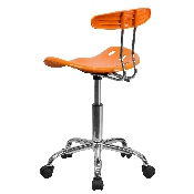 Vibrant Orange and Chrome Swivel Task Office Chair with Tractor Seat, LF-214-ORANGEYELLOW-GG