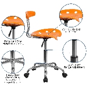 Vibrant Orange and Chrome Swivel Task Office Chair with Tractor Seat, LF-214-ORANGEYELLOW-GG