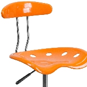 Vibrant Orange and Chrome Swivel Task Office Chair with Tractor Seat, LF-214-ORANGEYELLOW-GG