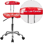 Personalized Vibrant Red and Chrome Swivel Task Office Chair with Tractor Seat, LF-214-RED-TXTEMB-VYL-GG