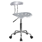 Vibrant Silver and Chrome Swivel Task Office Chair with Tractor Seat, LF-214-SILVER-GG