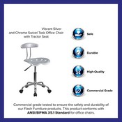 Vibrant Silver and Chrome Swivel Task Office Chair with Tractor Seat, LF-214-SILVER-GG