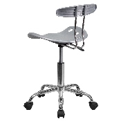 Vibrant Silver and Chrome Swivel Task Office Chair with Tractor Seat, LF-214-SILVER-GG