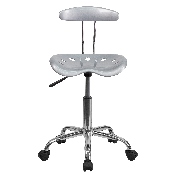 Vibrant Silver and Chrome Swivel Task Office Chair with Tractor Seat, LF-214-SILVER-GG