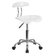 Vibrant White and Chrome Swivel Task Office Chair with Tractor Seat, LF-214-WHITE-GG