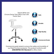 Vibrant White and Chrome Swivel Task Office Chair with Tractor Seat, LF-214-WHITE-GG