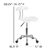 Vibrant White and Chrome Swivel Task Office Chair with Tractor Seat, LF-214-WHITE-GG