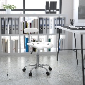 Vibrant White and Chrome Swivel Task Office Chair with Tractor Seat, LF-214-WHITE-GG