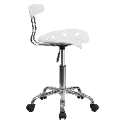 Vibrant White and Chrome Swivel Task Office Chair with Tractor Seat, LF-214-WHITE-GG