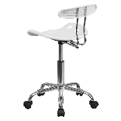 Vibrant White and Chrome Swivel Task Office Chair with Tractor Seat, LF-214-WHITE-GG
