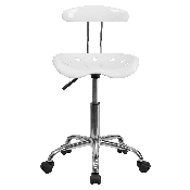 Vibrant White and Chrome Swivel Task Office Chair with Tractor Seat, LF-214-WHITE-GG