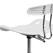 Vibrant White and Chrome Swivel Task Office Chair with Tractor Seat, LF-214-WHITE-GG