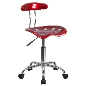 Vibrant Wine Red and Chrome Swivel Task Office Chair with Tractor Seat, LF-214-WINERED-GG