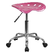 Vibrant Pink Tractor Seat and Chrome Stool, LF-214A-PINK-GG