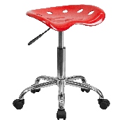 Vibrant Red Tractor Seat and Chrome Stool, LF-214A-RED-GG