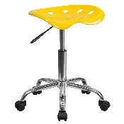 Vibrant Yellow Tractor Seat and Chrome Stool, LF-214A-YELLOW-GG