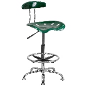 Vibrant Green and Chrome Drafting Stool with Tractor Seat, LF-215-GREEN-GG