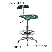 Vibrant Green and Chrome Drafting Stool with Tractor Seat, LF-215-GREEN-GG