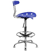Vibrant Nautical Blue and Chrome Drafting Stool with Tractor Seat, LF-215-NAUTICALBLUE-GG
