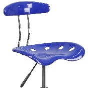 Vibrant Nautical Blue and Chrome Drafting Stool with Tractor Seat, LF-215-NAUTICALBLUE-GG