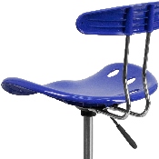 Vibrant Nautical Blue and Chrome Drafting Stool with Tractor Seat, LF-215-NAUTICALBLUE-GG