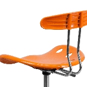 Vibrant Orange and Chrome Drafting Stool with Tractor Seat, LF-215-ORANGEYELLOW-GG