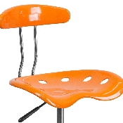 Vibrant Orange and Chrome Drafting Stool with Tractor Seat, LF-215-ORANGEYELLOW-GG