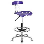 Vibrant Violet and Chrome Drafting Stool with Tractor Seat, LF-215-VIOLET-GG