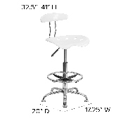 Vibrant White and Chrome Drafting Stool with Tractor Seat, LF-215-WHITE-GG