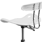 Vibrant White and Chrome Drafting Stool with Tractor Seat, LF-215-WHITE-GG
