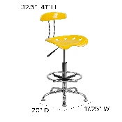 Vibrant Yellow and Chrome Drafting Stool with Tractor Seat, LF-215-YELLOW-GG
