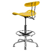 Vibrant Yellow and Chrome Drafting Stool with Tractor Seat, LF-215-YELLOW-GG
