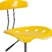 Vibrant Yellow and Chrome Drafting Stool with Tractor Seat, LF-215-YELLOW-GG