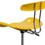 Vibrant Yellow and Chrome Drafting Stool with Tractor Seat, LF-215-YELLOW-GG