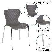 Lowell Contemporary Design Gray Plastic Stack Chair, LF-7-07C-GRY-GG