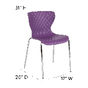 Lowell Contemporary Design Purple Plastic Stack Chair, LF-7-07C-PUR-GG