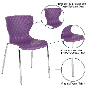 Lowell Contemporary Design Purple Plastic Stack Chair, LF-7-07C-PUR-GG