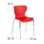 Lowell Contemporary Design Red Plastic Stack Chair, LF-7-07C-RED-GG