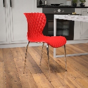 Lowell Contemporary Design Red Plastic Stack Chair, LF-7-07C-RED-GG