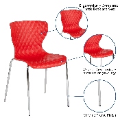 Lowell Contemporary Design Red Plastic Stack Chair, LF-7-07C-RED-GG