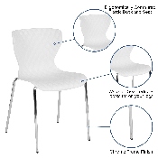 Lowell Contemporary Design White Plastic Stack Chair, LF-7-07C-WH-GG