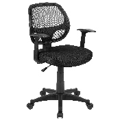 Mid-Back Black Mesh Swivel Ergonomic Task Office Chair with T-Arms - Desk Chair, BIFMA Certified, LF-W-118A-BK-GG
