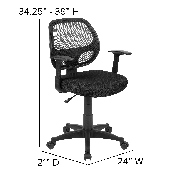 Mid-Back Black Mesh Swivel Ergonomic Task Office Chair with T-Arms - Desk Chair, BIFMA Certified, LF-W-118A-BK-GG