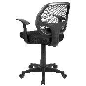 Mid-Back Black Mesh Swivel Ergonomic Task Office Chair with T-Arms - Desk Chair, BIFMA Certified, LF-W-118A-BK-GG