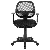 Mid-Back Black Mesh Swivel Ergonomic Task Office Chair with T-Arms - Desk Chair, BIFMA Certified, LF-W-118A-BK-GG
