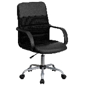Mid-Back Black LeatherSoft and Mesh Swivel Task Office Chair with Arms, LF-W-61B-2-GG