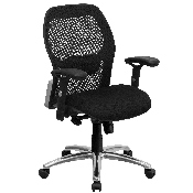 Mid-Back Black Super Mesh Executive Swivel Office Chair with Knee Tilt Control and Adjustable Lumbar & Arms, LF-W42-GG