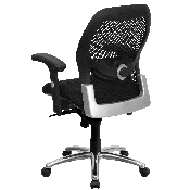 Mid-Back Black Super Mesh Executive Swivel Office Chair with Knee Tilt Control and Adjustable Lumbar & Arms, LF-W42-GG