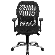 Mid-Back Black Super Mesh Executive Swivel Office Chair with Knee Tilt Control and Adjustable Lumbar & Arms, LF-W42-GG